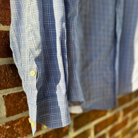 Armani Collezioni Men’s Slim Fit Dress Shirt Blue Check Long Sleeve Size 41/16 - Picture 3 of 8